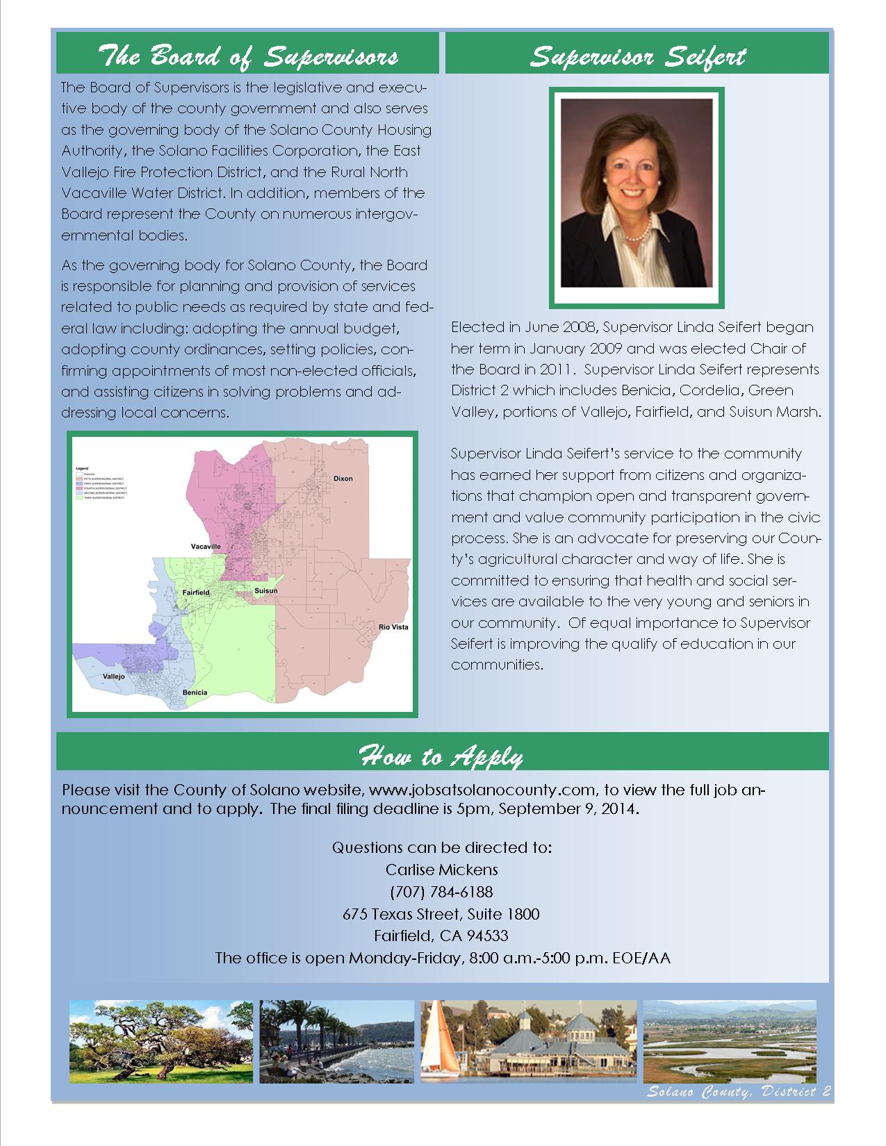 Job Announcement: Board of Supervisors Aide - County of Solano