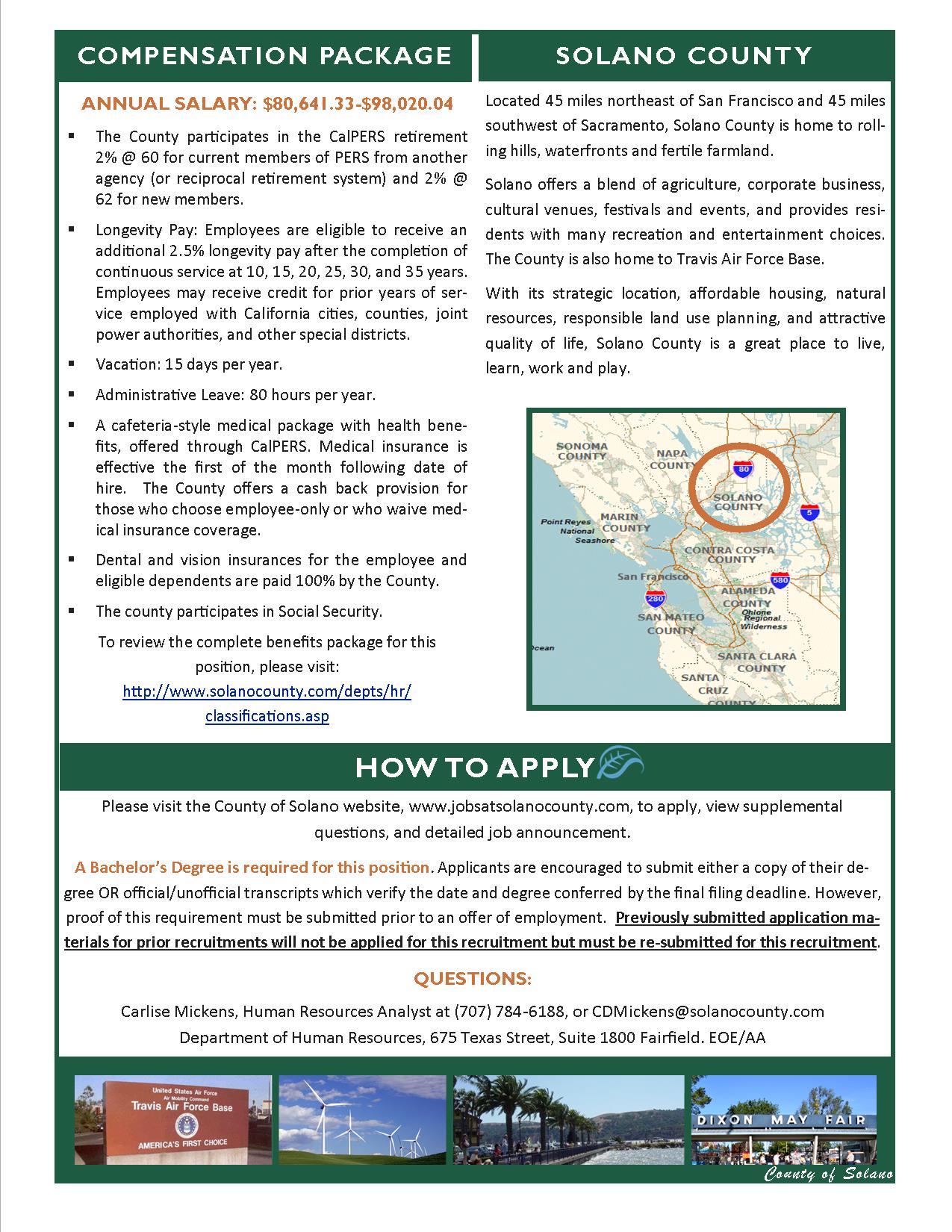 County of Solano Job Announcement Parks Services Manager